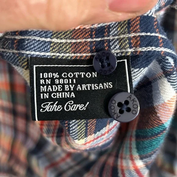 Akoo Men’s Casual plaid button up size 4XL - Picture 3 of 5